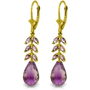 11.2 Carat 14K Solid Yellow Gold Rio Amethyst Earrings