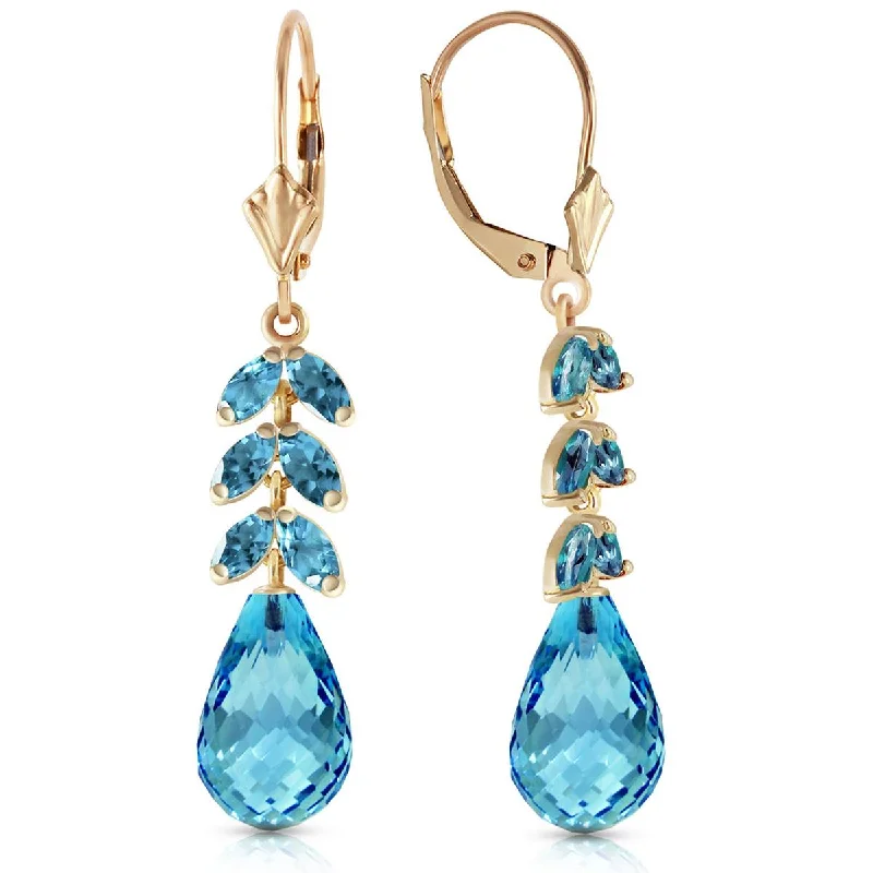 11.2 Carat 14K Solid Yellow Gold Rio Blue Topaz Earrings