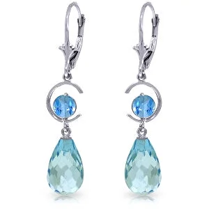 11 Carat 14K Solid White Gold You Are Eternal Blue Topaz Earrings