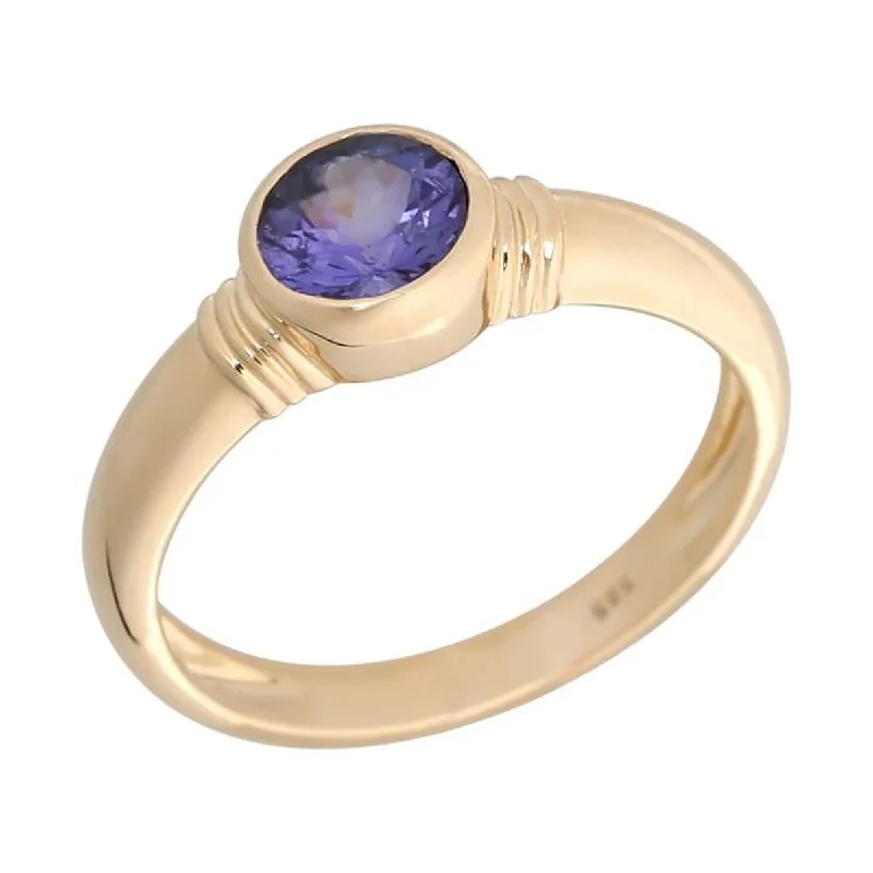 14K Gold Tanzanite and Diamond Solitaire Ring