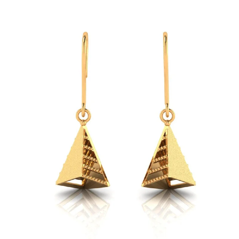 18k Attractive Gold Earrings With A Unique Conical Shape