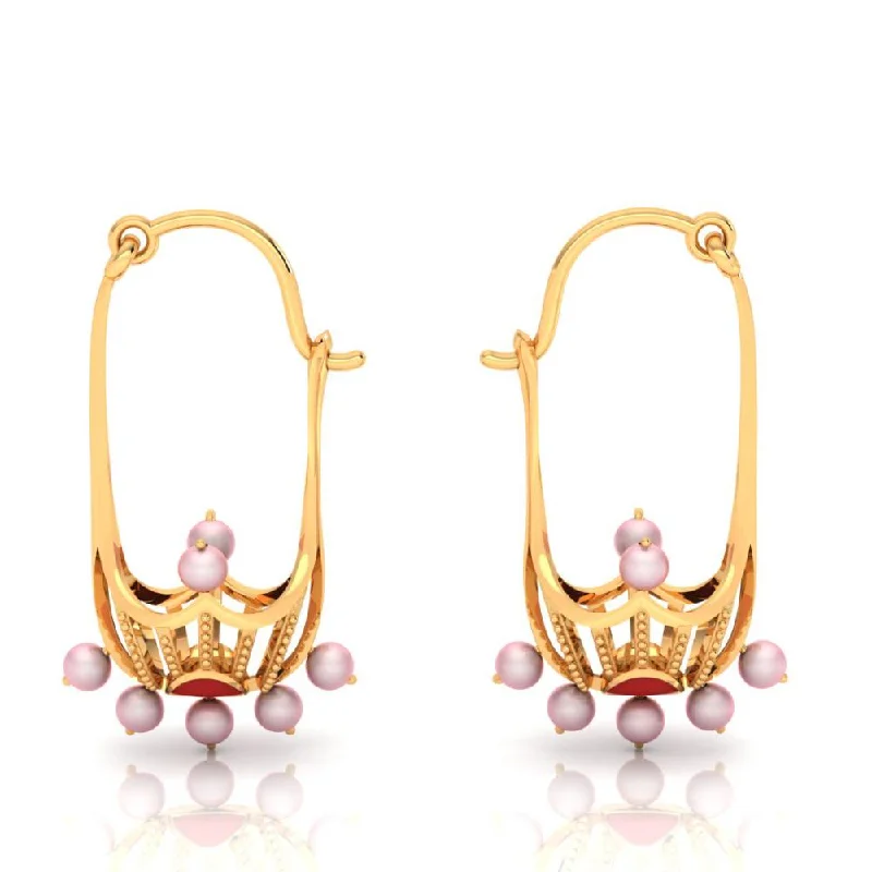 18k Delicate Gold Earrings With Distinct Design