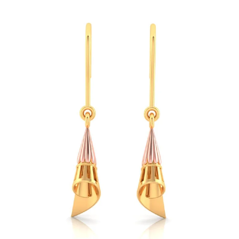 18k Gold Conical Earrings With A Hint Of Yellow Gold