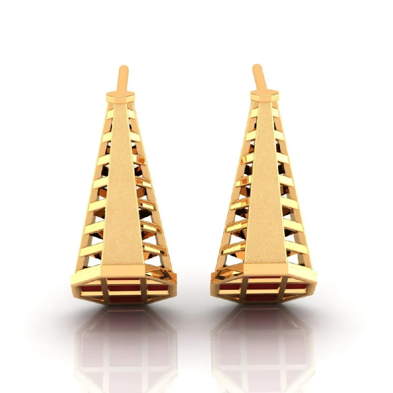 18k Gorgeous Conical Gold Earrings With A Reddish Tint