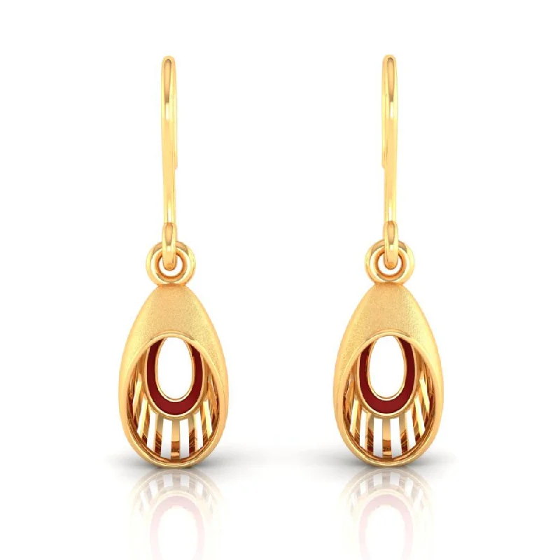 18k Oval-shaped Gold Earrings With A Distinctive Design