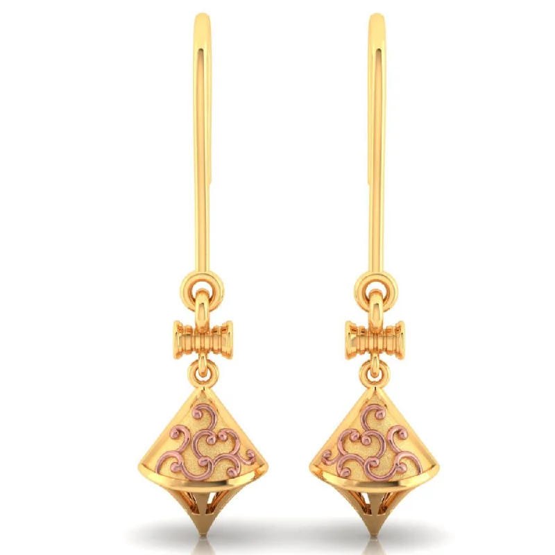 18k Stunning Gold Earrings With Elegant Yellow Gold Work