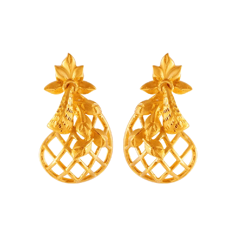 22KT (916) Yellow Gold Stud Earrings For Women