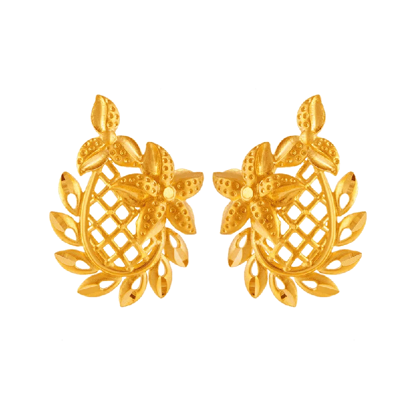 22KT (916) Yellow Gold Stud Earrings For Women