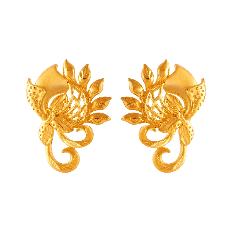 22KT (916) Yellow Gold Stud Earrings For Women