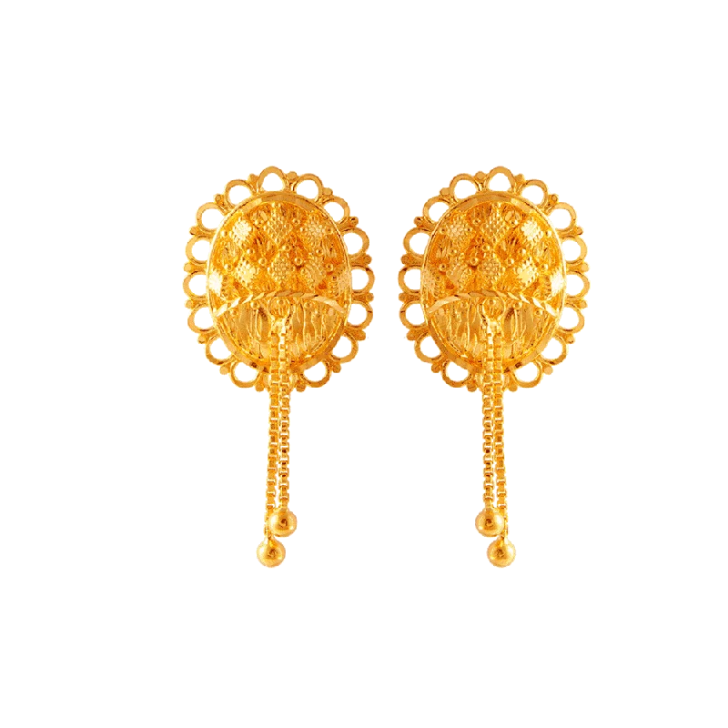 22KT (916) Yellow Gold Stud Earrings For Women