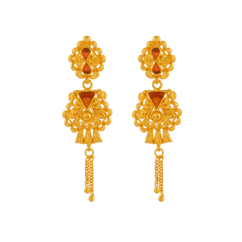 22KT Yellow Gold Drop Earrings For Women