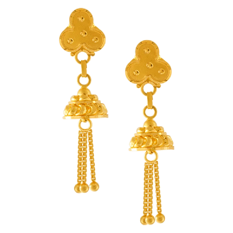 22KT Yellow Gold Jhumki Earrings For Women