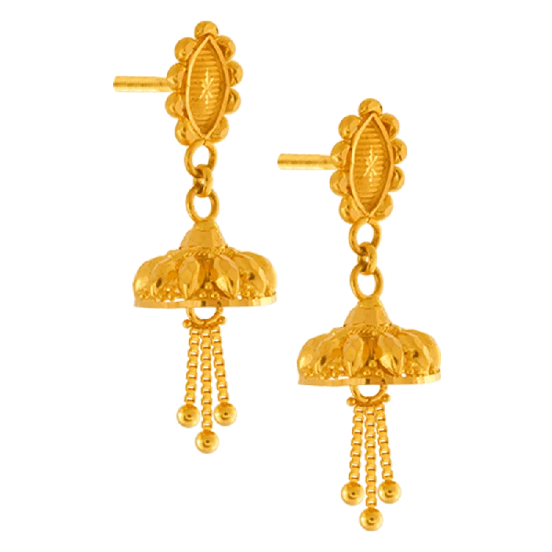 22KT Yellow Gold Jhumki Earrings For Women