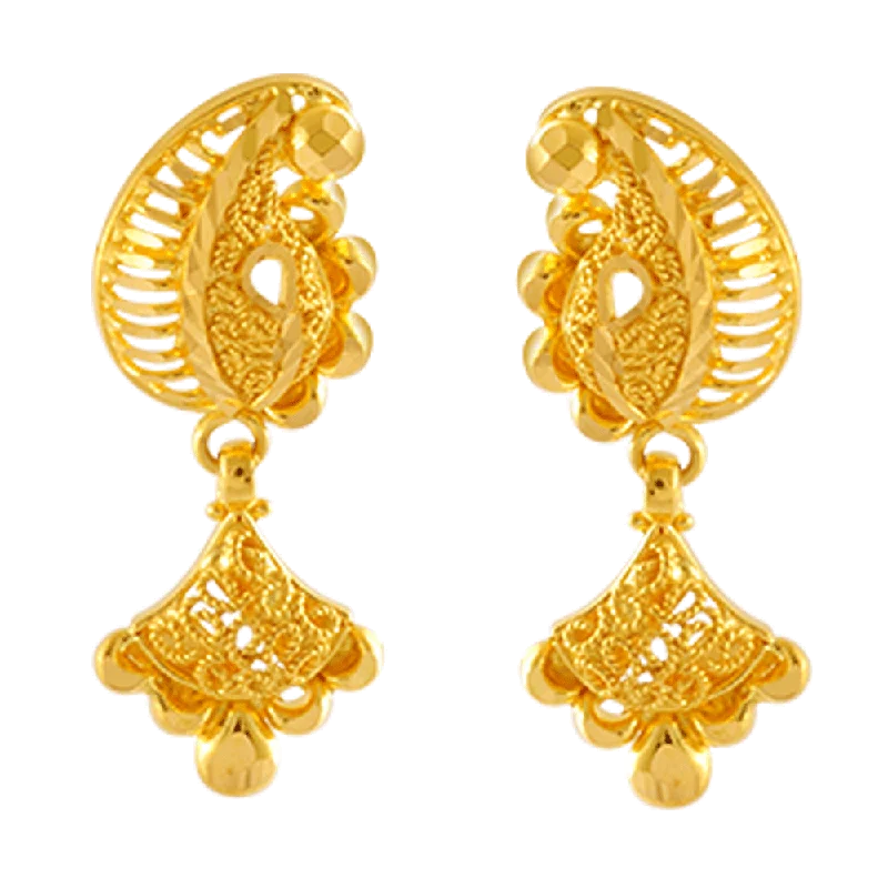 22KT Yellow Gold Jhumki Earrings For Women