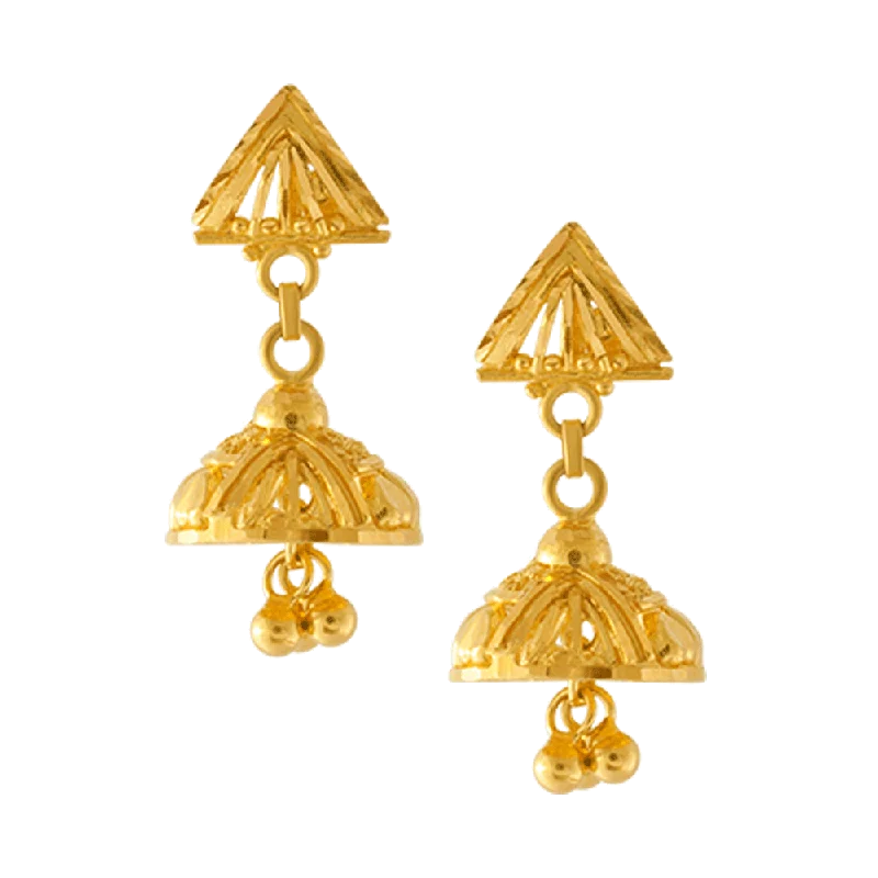 22KT Yellow Gold Jhumki Earrings For Women