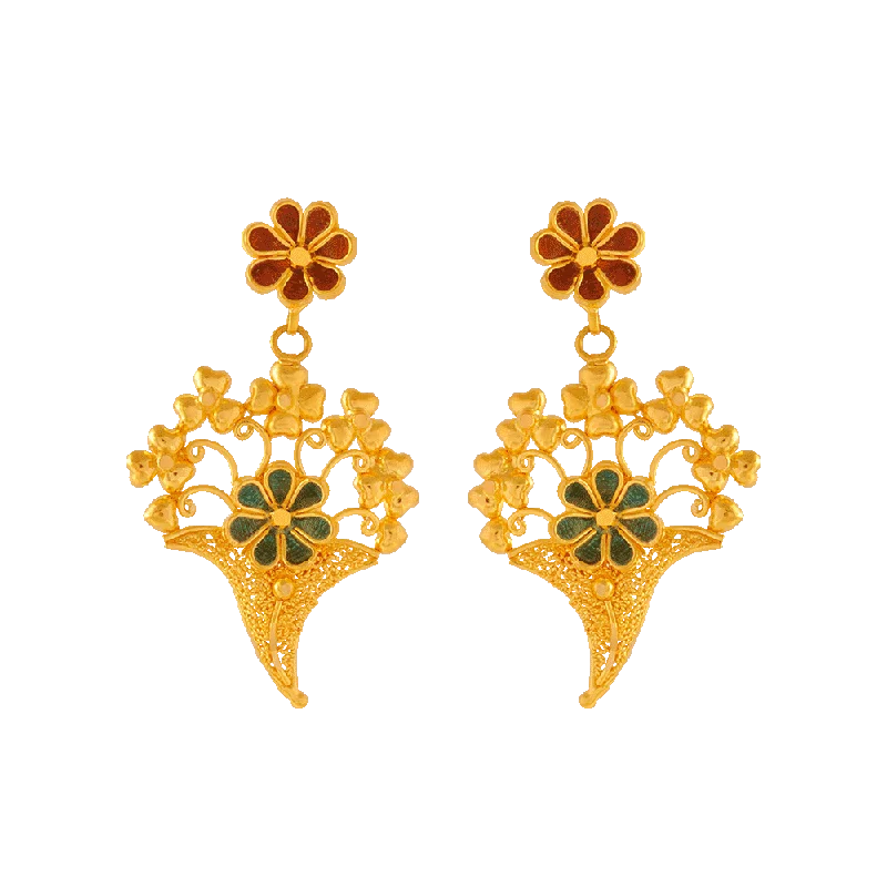 22KT Yellow Gold Jhumki Earrings For Women