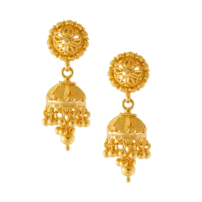 22KT Yellow Gold Jhumki Earrings For Women