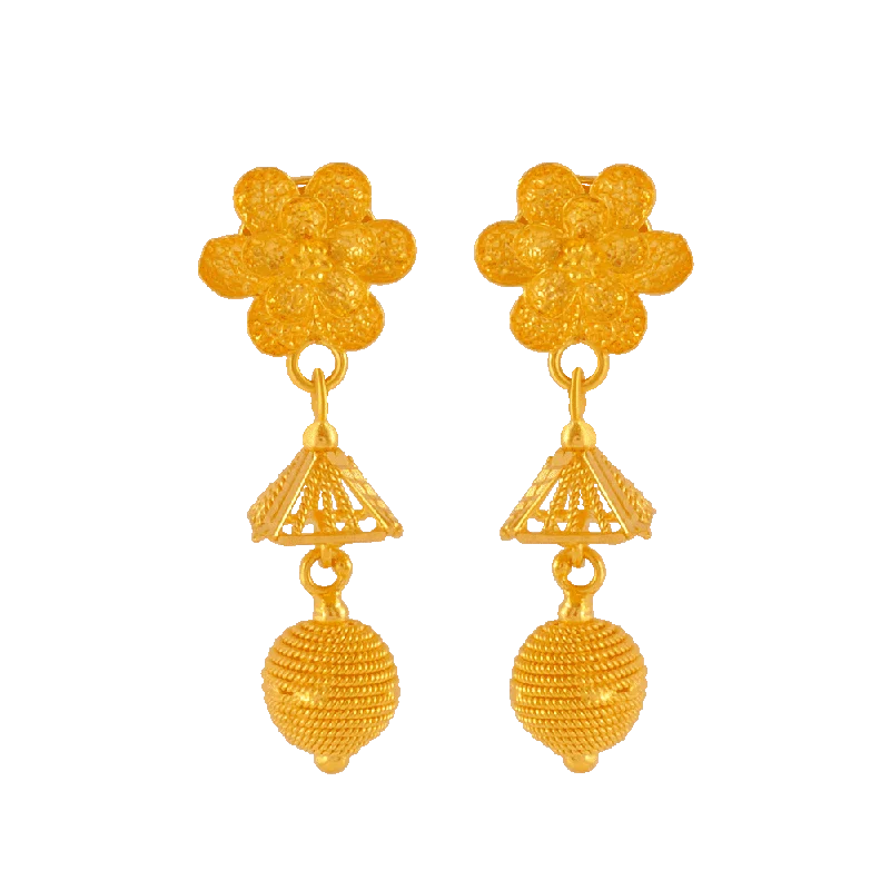 22KT Yellow Gold Jhumki Earrings For Women