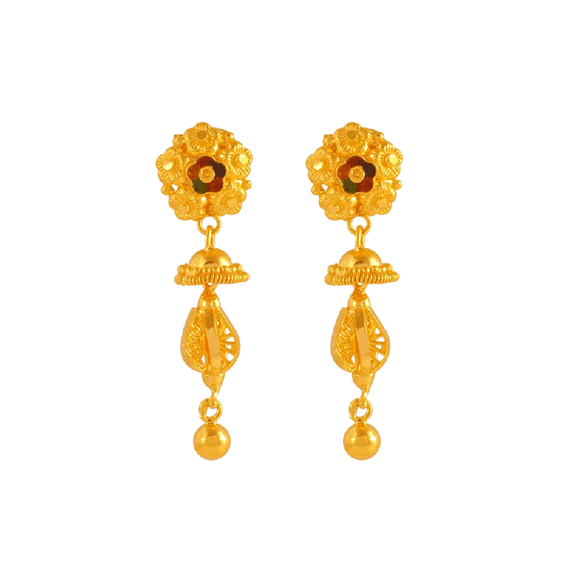 22KT Yellow Gold Jhumki Earrings For Women