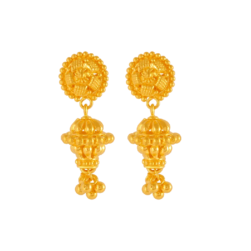 22KT Yellow Gold Jhumki Earrings For Women