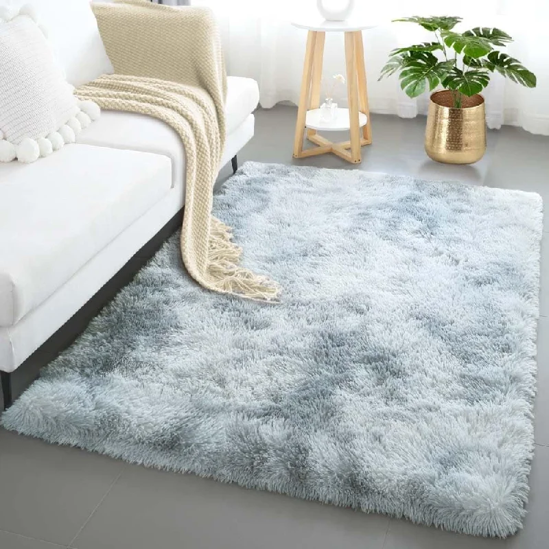 4x6 Machine Washable Soft Shaggy Rugs Fluffy Carpets, Grey