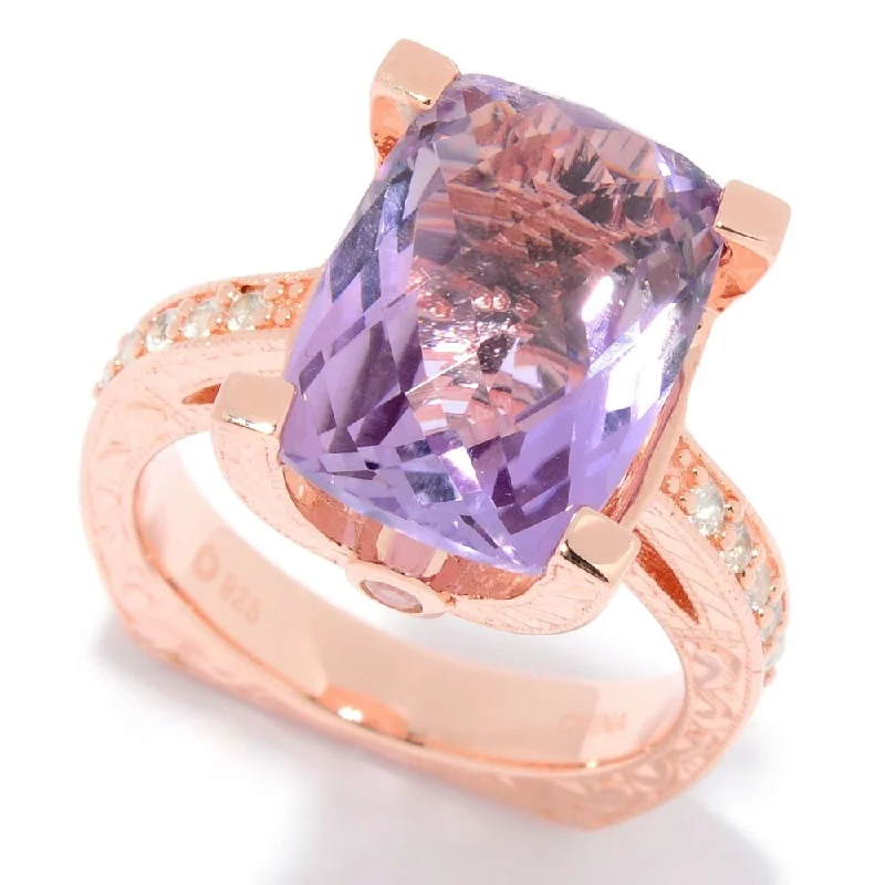 6.81ctw Pink Amethyst & White Zircon Euro Shank Ring