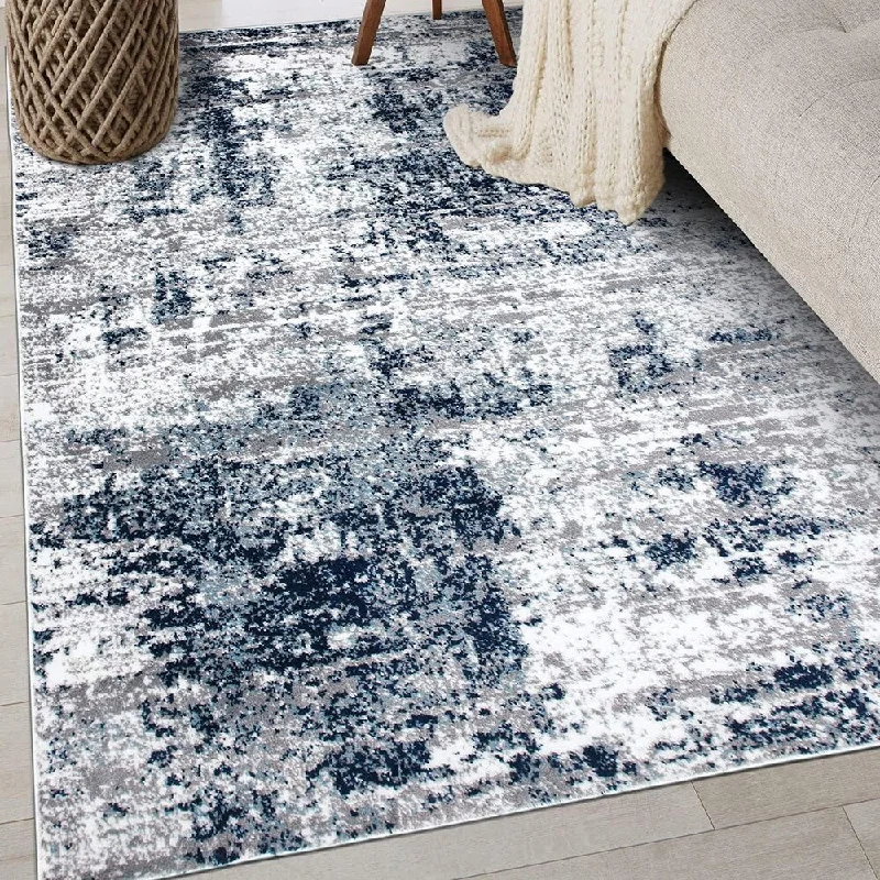 Abstract Area Rug 5' x 7' Blue