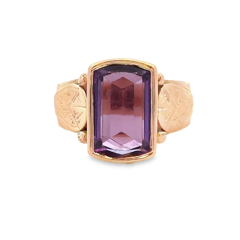 Antique Victorian Amethyst Ring in Yellow Gold Size 11.25