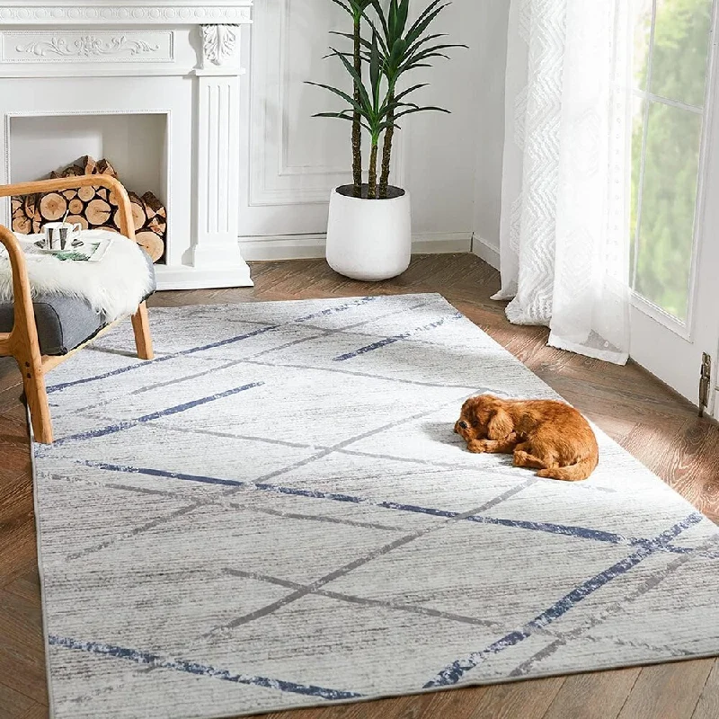 Area Rug 8x10 Washable Rug,Blue Grey