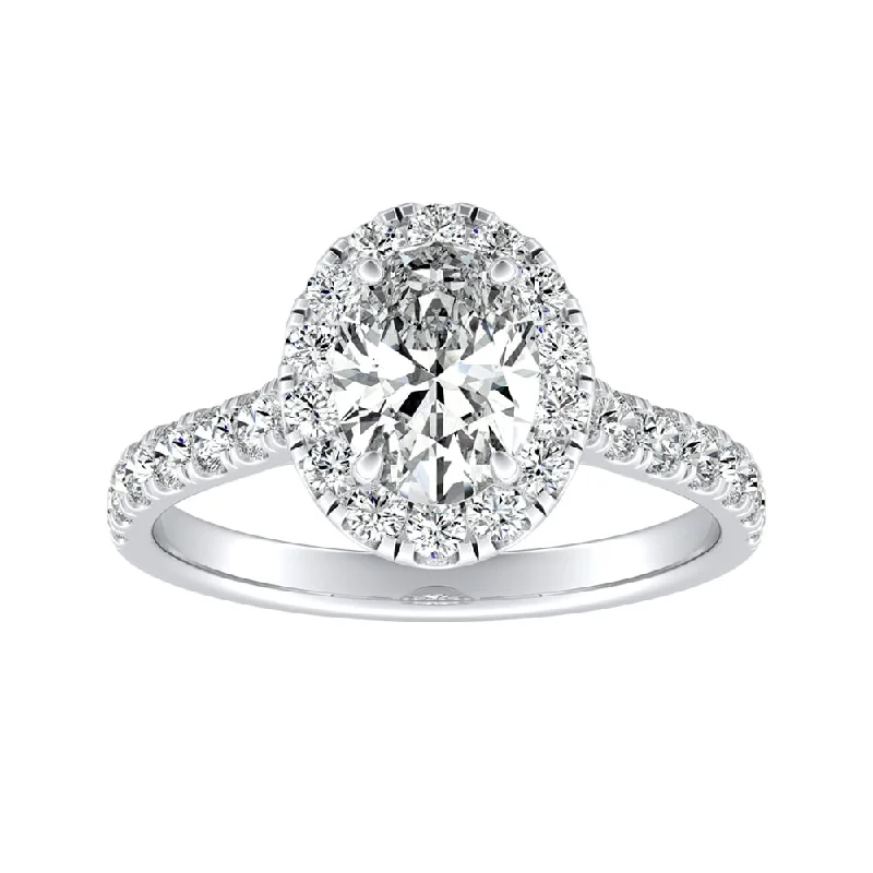 Auriya 14k Gold Classic Oval-cut 1cttw Halo Diamond Engagement Ring