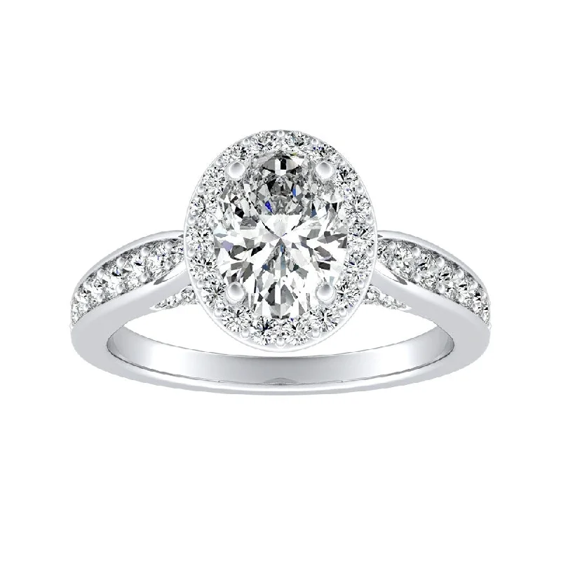 Auriya Platinum 1ctw Oval-cut Halo Diamond Engagement Ring (H-I, SI1-SI2)