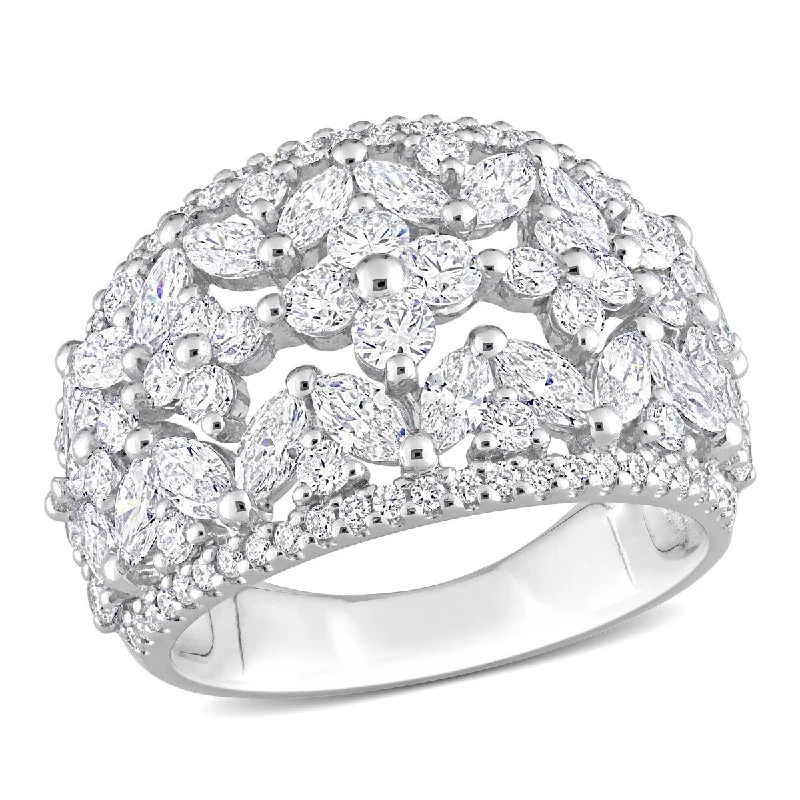 Created Forever 3 1/4ct TW Marquise Round-Cut Lab-Grown Diamond Wide Band Ring in 14k White Gold