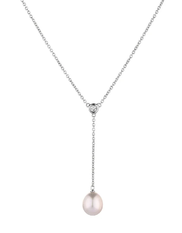 Cultured freshwater pearl drop necklace in sterling silver