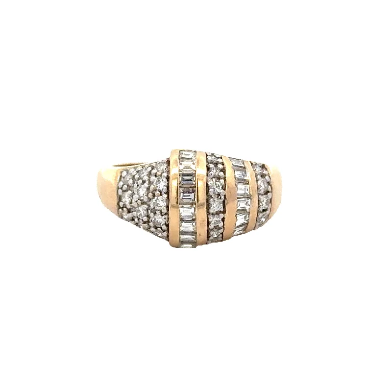 Domed Vintage Diamond Ring in Yellow Gold