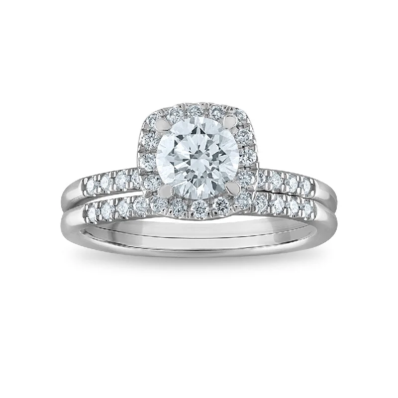 EcoLove 1 1/2 CTW Lab Grown Diamond Halo Bridal Set in 10KT White Gold