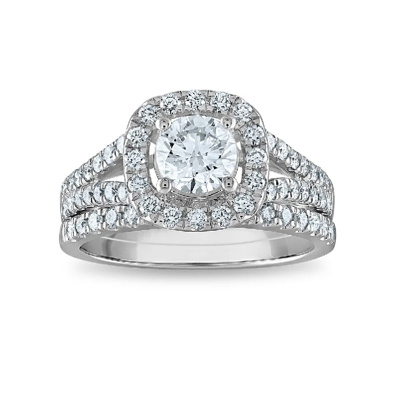 EcoLove 1 3/4 CTW Lab Grown Diamond Halo Bridal Set in 10KT White Gold