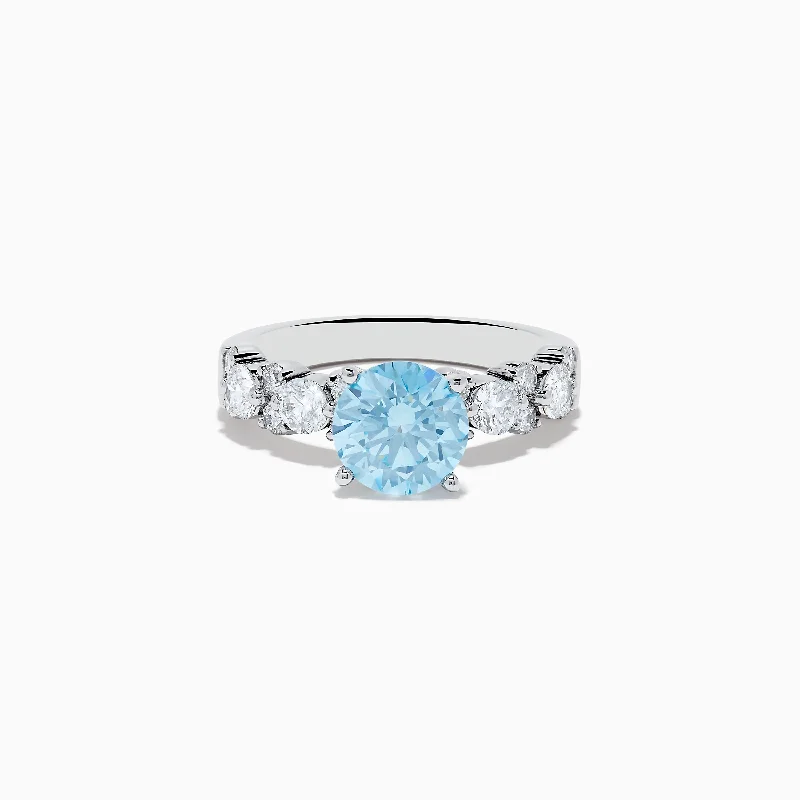 Reverie 14K White Gold Lab Grown Blue and White Diamond Ring