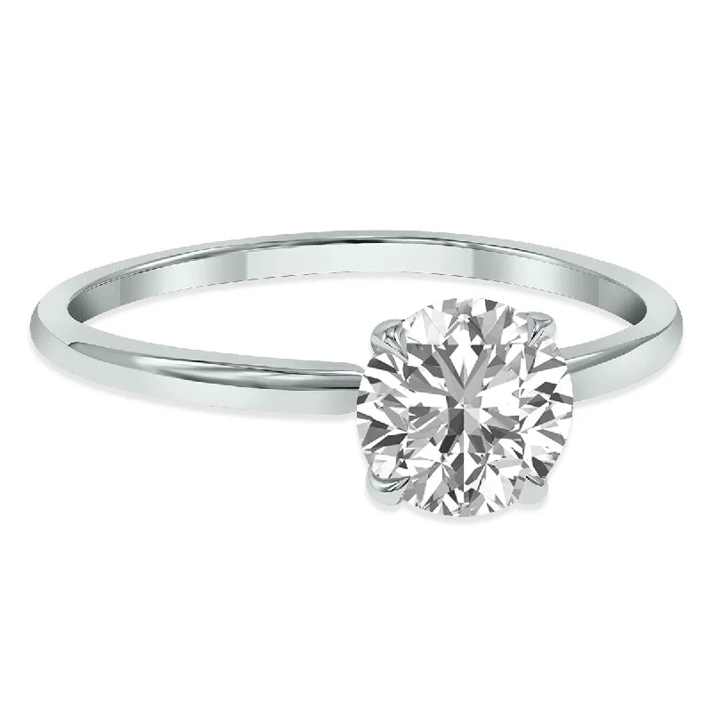 Marquee Lab Grown Certified 1 Carat Diamond Solitaire Ring in 14K White Gold (I-J Color, I1-I2 Clarity)