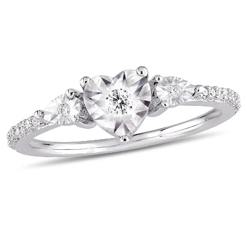 Miadora 1/7ct TW Diamond Heart Ring in Sterling Silver