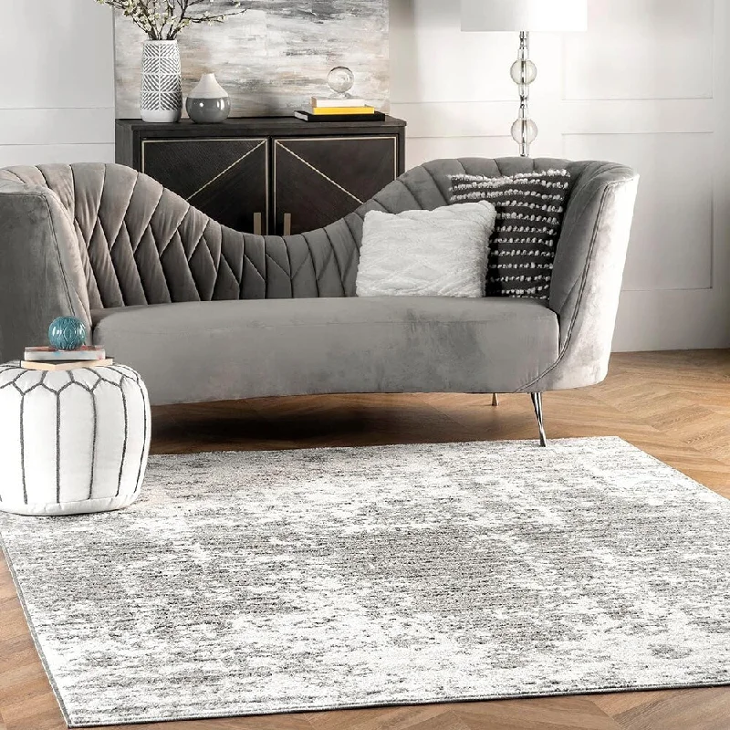 Modern Abstract Area Rug, 3x5, Grey