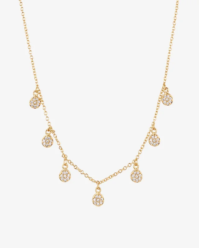 Multi Pavé Disc Drop Necklace