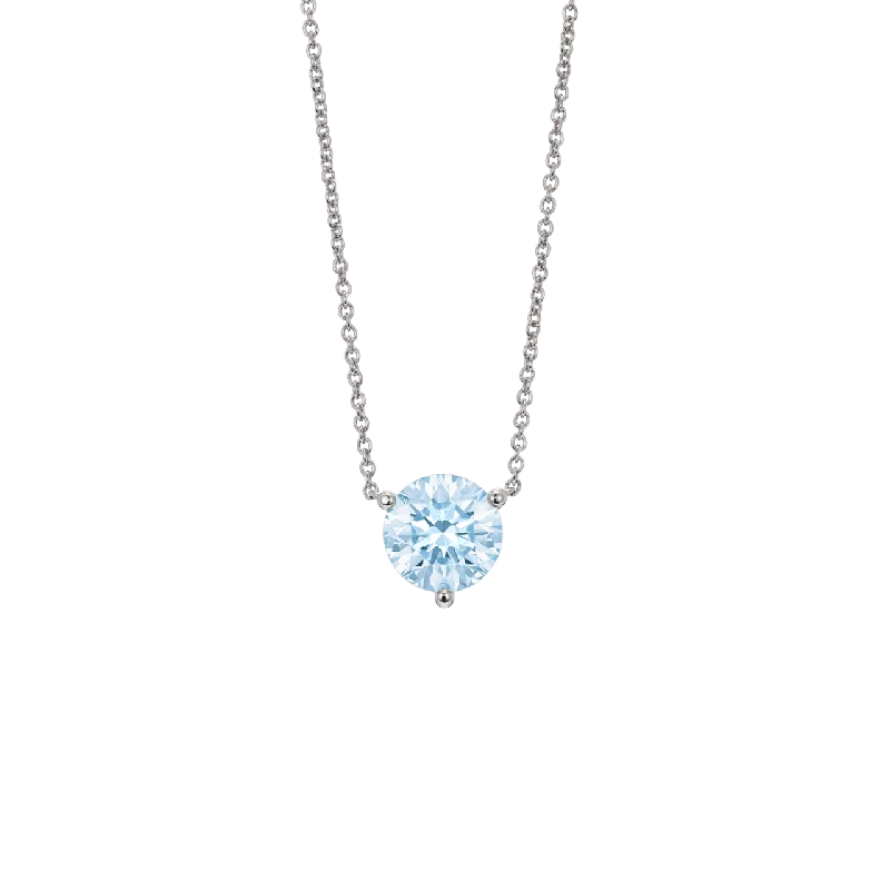 The Blue Round Brilliant Solitaire Pendant