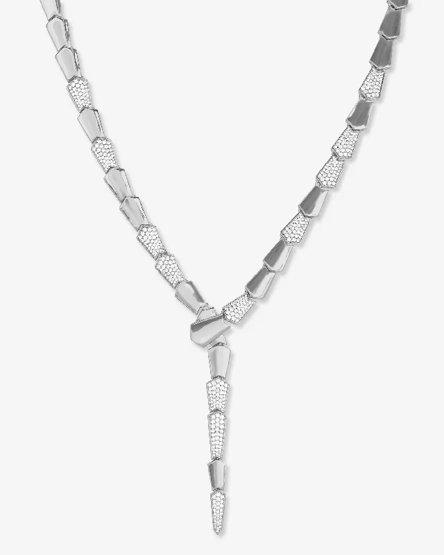 Pavé XL Serpent Lariat - Silver|White Diamondettes