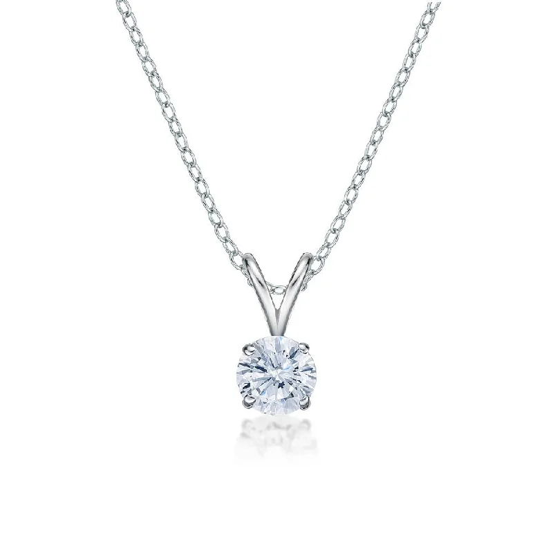 Round Brilliant solitaire pendant with 0.5 carat* diamond simulant in 10 carat white gold