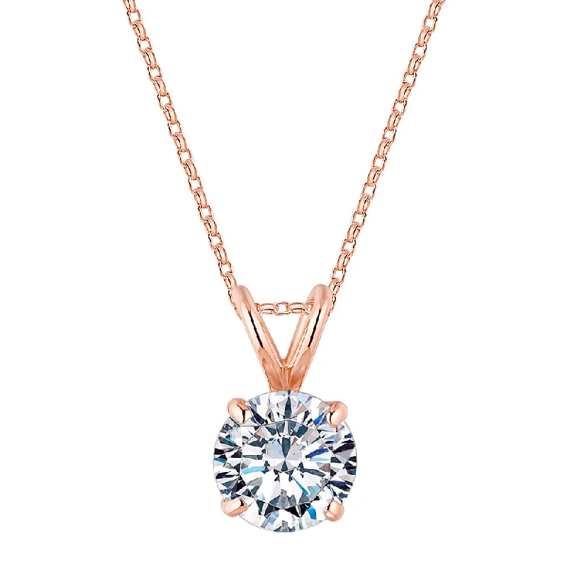 Round Brilliant solitaire pendant with 1 carat* diamond simulant in 10 carat rose gold