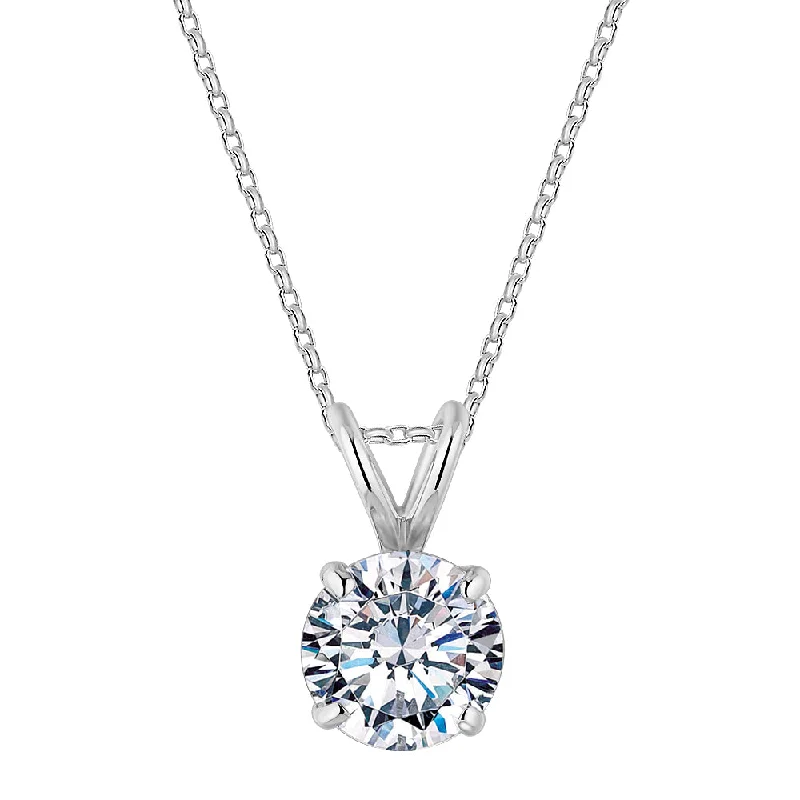 Round Brilliant solitaire pendant with 1 carat* diamond simulant in 10 carat white gold