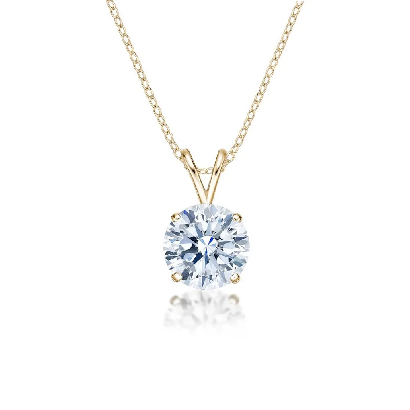 Round Brilliant solitaire pendant with 3 carat* diamond simulant in 10 carat yellow gold