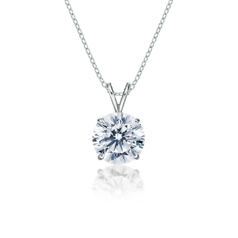 Round Brilliant solitaire pendant with 4 carat* diamond simulant in 10 carat white gold