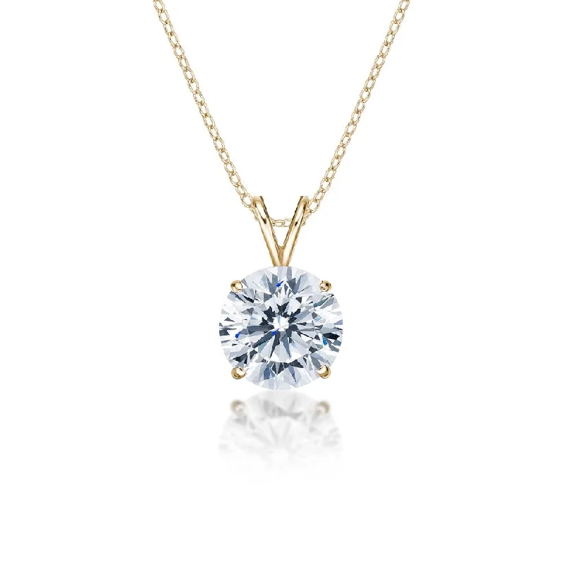 Round Brilliant solitaire pendant with 4 carat* diamond simulant in 10 carat yellow gold