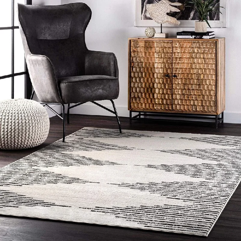 Stripes Area Rug, 4x6, Grey